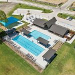 Creekside Ranch community pool house aerial view