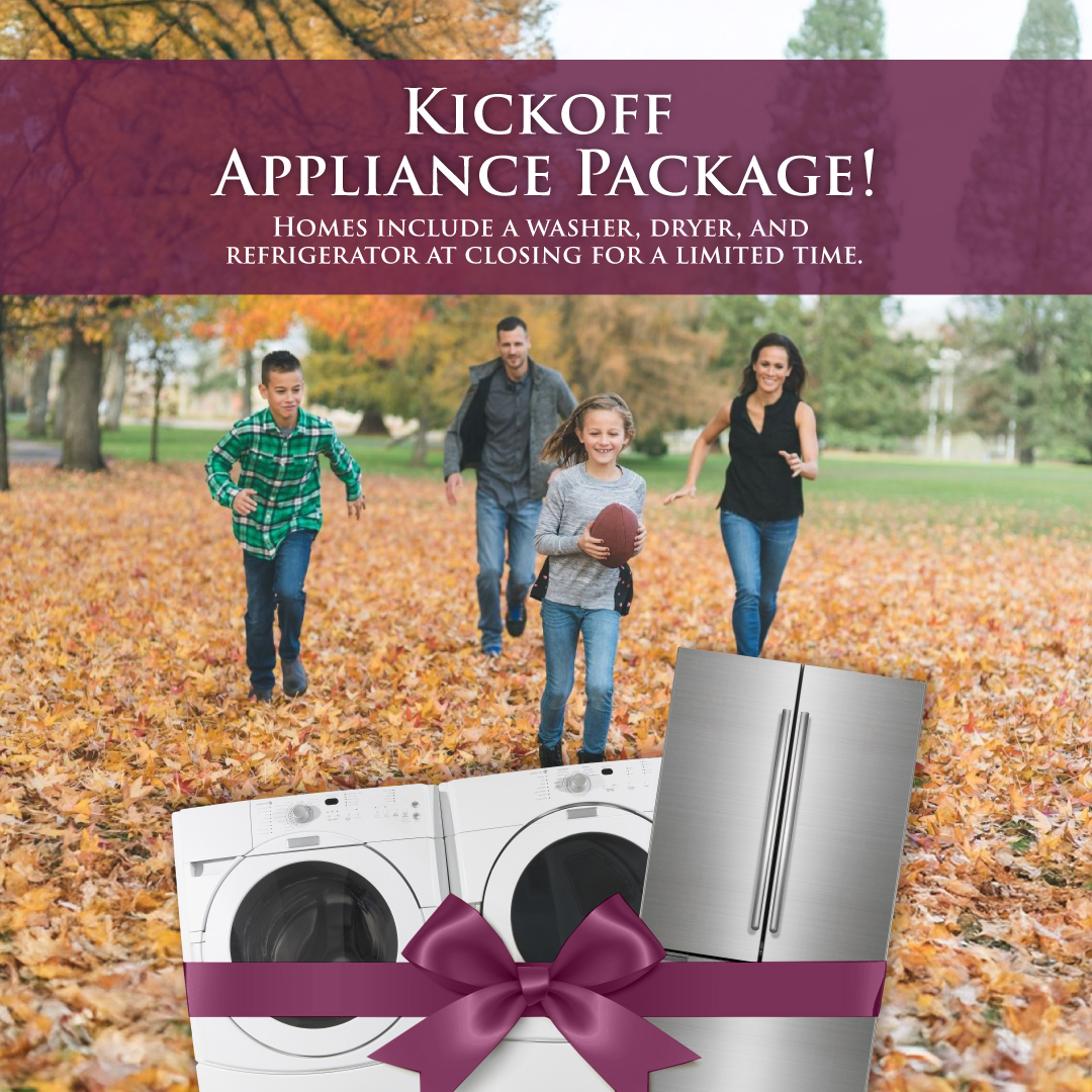 Kickoff your new home ownership with new appliances when buying a new home in the DFW Texas area!