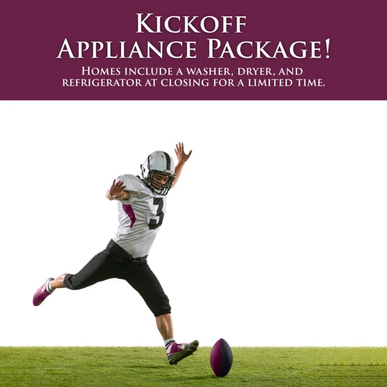 Free Appliances with select new homes for our Kickoff Appliance Package